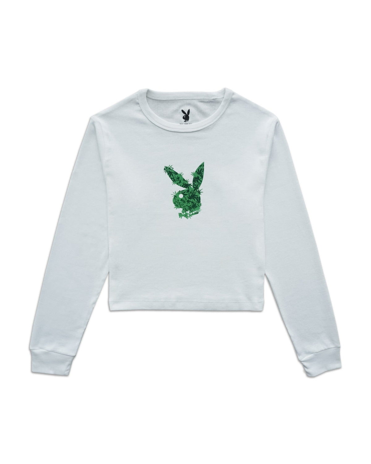 PLAYBOY HIGH BUNNY CROPPED L/S TEE - White