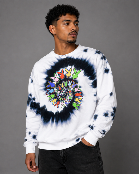 Playboy x Color Bars Spiral Tie-Dye Crewneck Sweatshirt