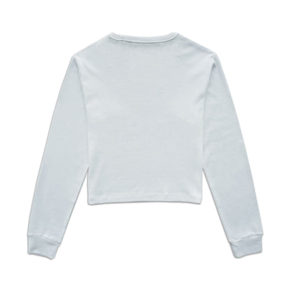 PLAYBOY BLUE CRUSH LOGO L/S CROP TEE - White