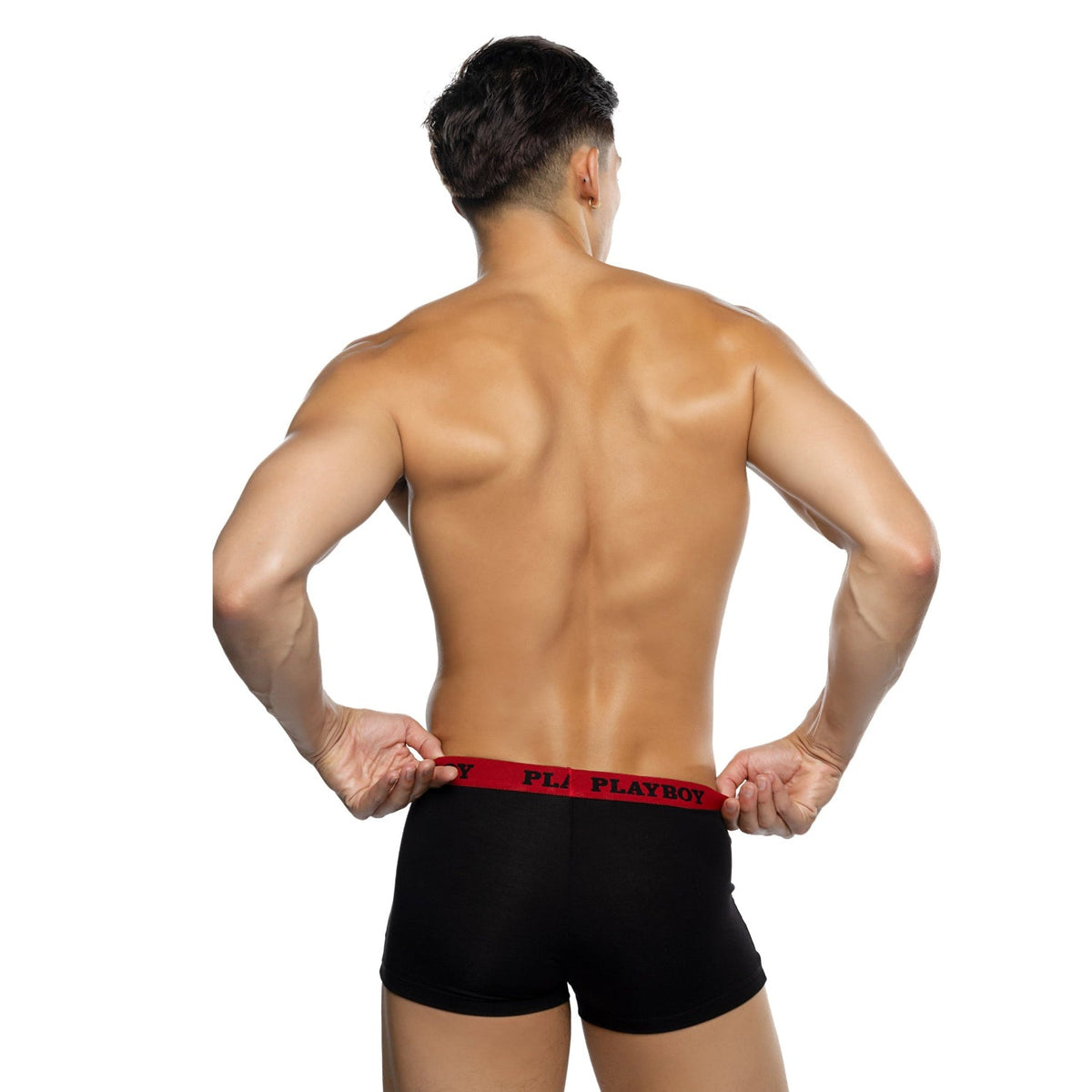 Playboy Mens Tuxedo Modal Boxer Briefs. - Black/Red
