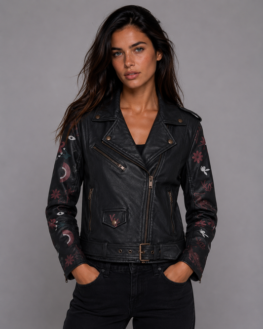 Playboy Becker Women's Leather Jacket - Black