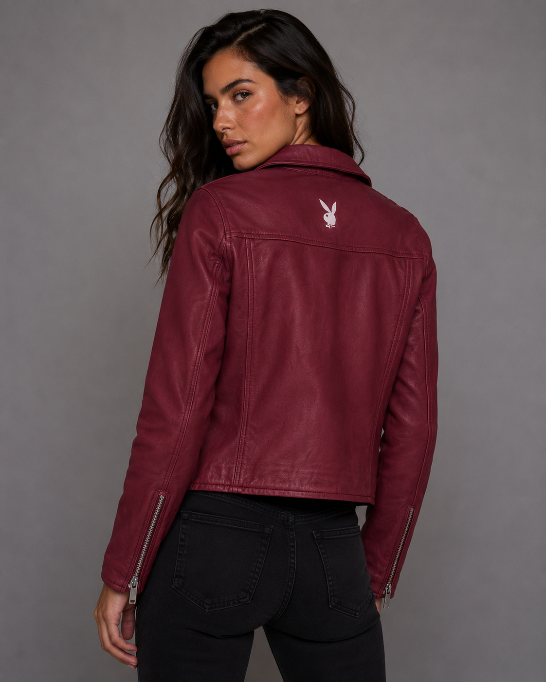 Playboy Kristen Women's Leather Jacket - Red