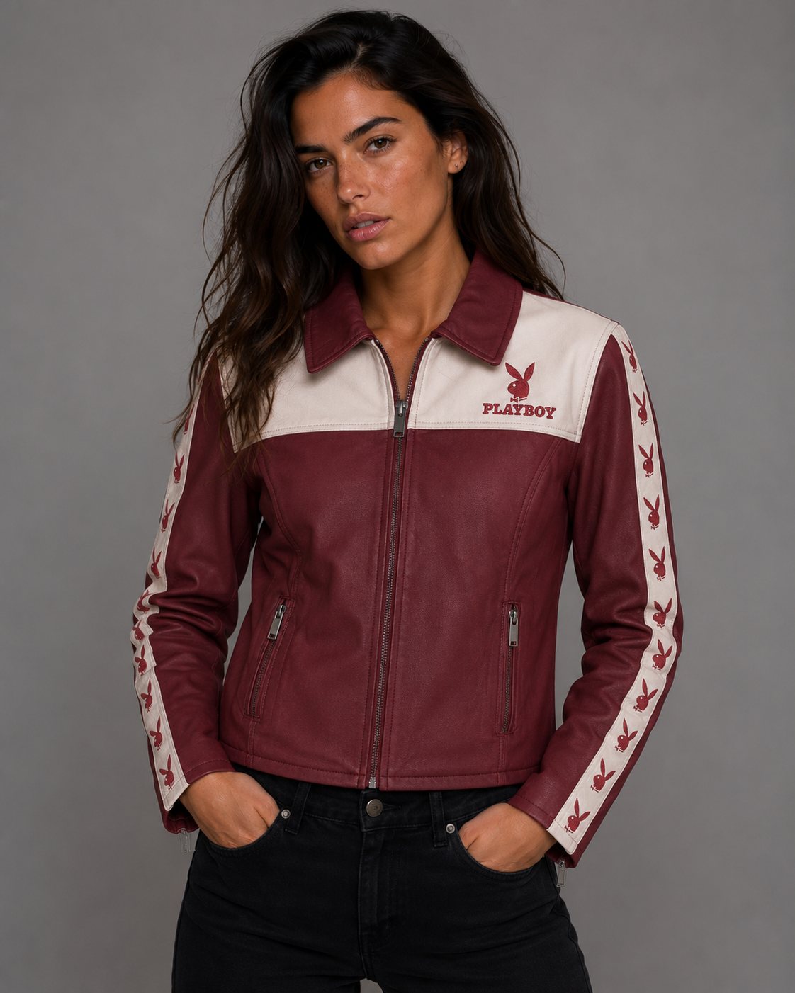 Playboy Kristen Women's Leather Jacket - Red