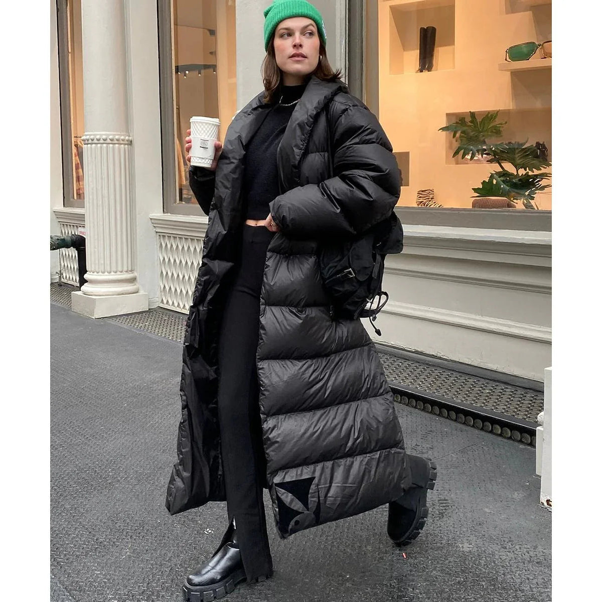 Playboy Belted Long Puffer Jacket