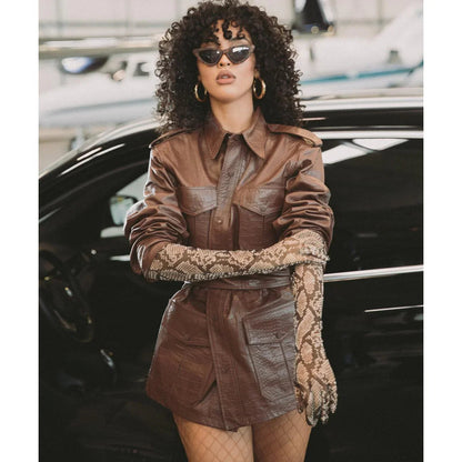 Playboy Crocodile Leather Safari Jacket - Chocolate