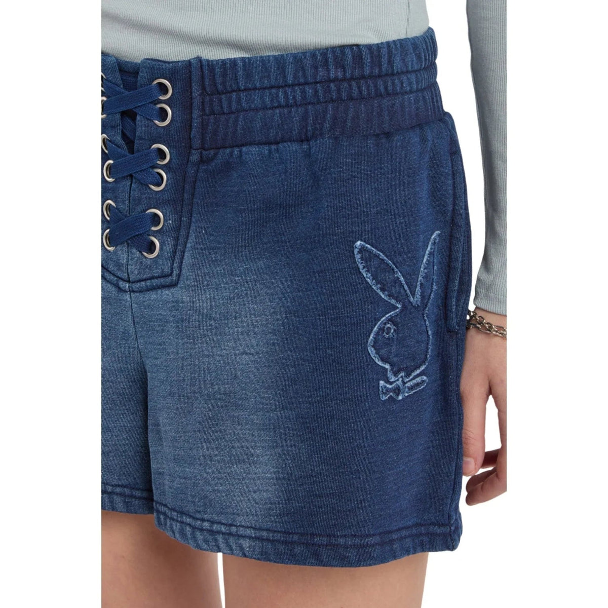 Playboy Fray Boy Lace Up Short - Indigo