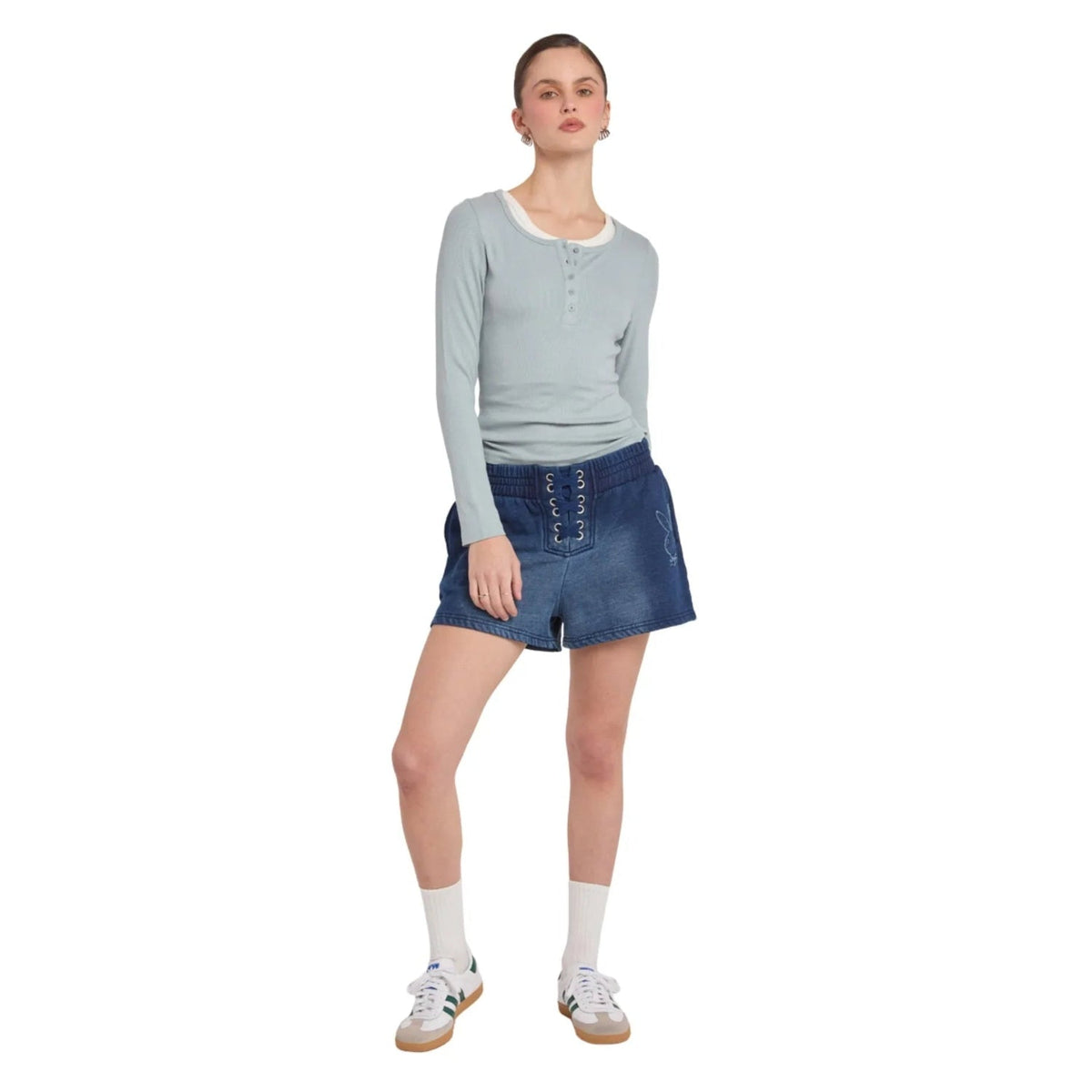 Playboy Fray Boy Lace Up Short - Indigo