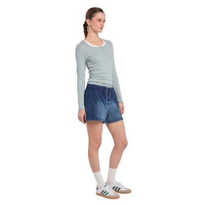 Playboy Fray Boy Lace Up Short - Indigo