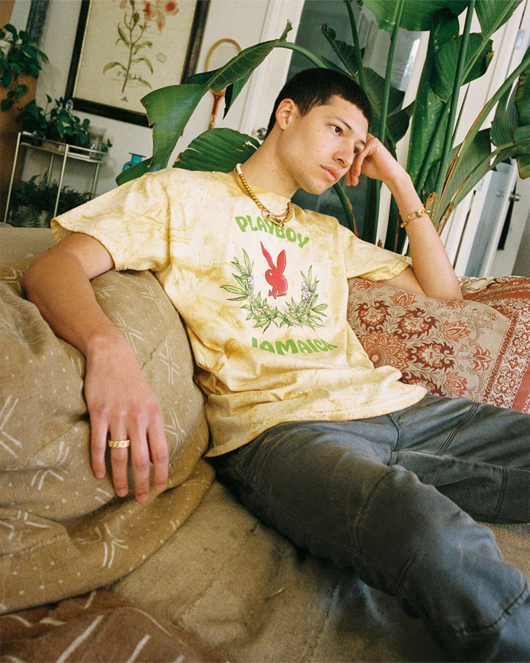 Playboy Jamaica Core Logo Tee Tie Dye - Citron