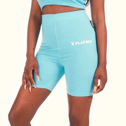 Playboy Logo Biking Shorts - Blue