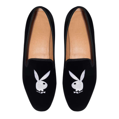 Playboy Men Rabbit Head Loafers - black
