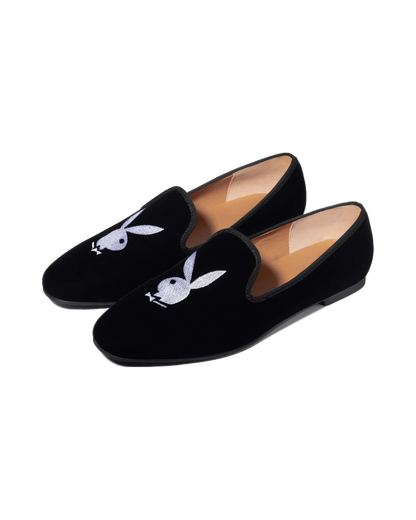 Playboy Men Rabbit Head Loafers - black