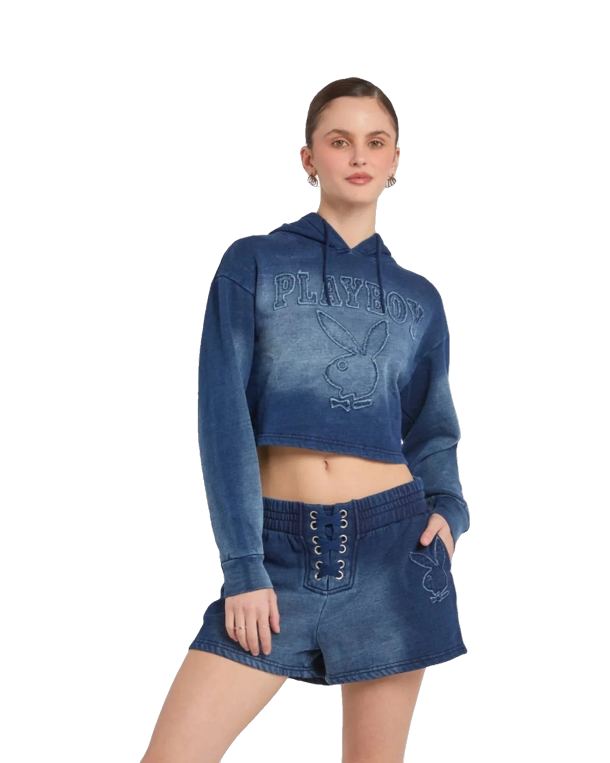 Playboy Fray Boy Lace Up Short - Indigo