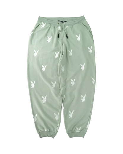 Playboy x Missguided - All Over Print Oversized Sweatpants - Green