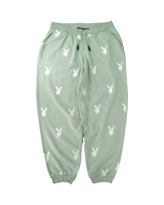 Playboy x Missguided - All Over Print Oversized Sweatpants - Green