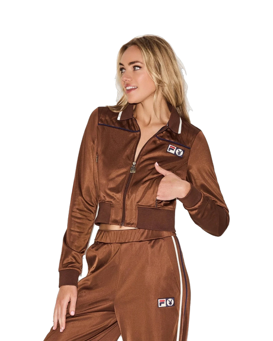 Playboy x FILA Jill Slim Zip-Up Jacket  - Brown