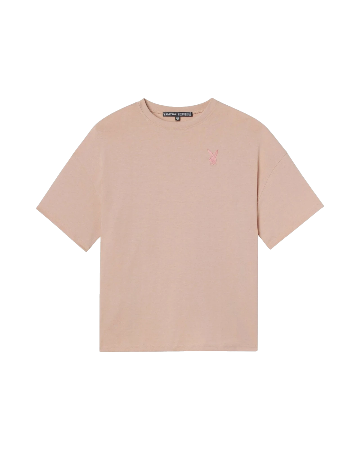 Playboy x Missguided - Women's Oversized Logo T-Shirt - Blush