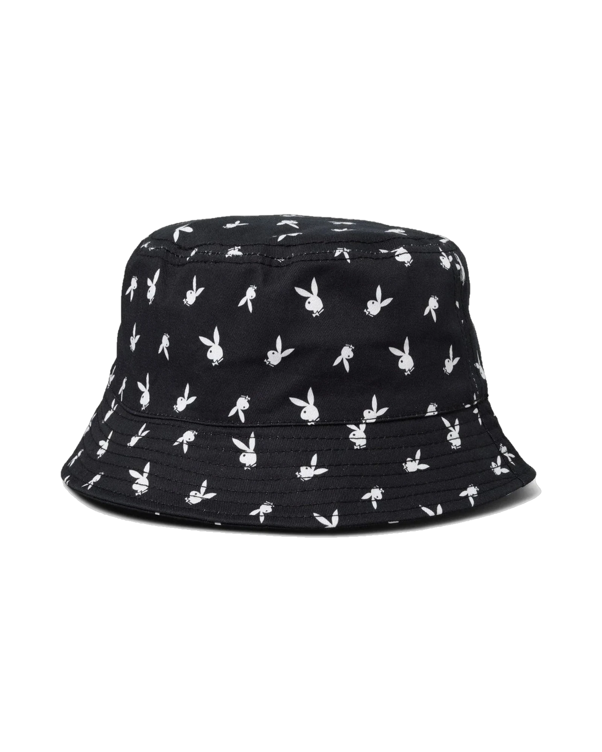 Playboy All-Over Rabbit Head Print Bucket Hat - Black