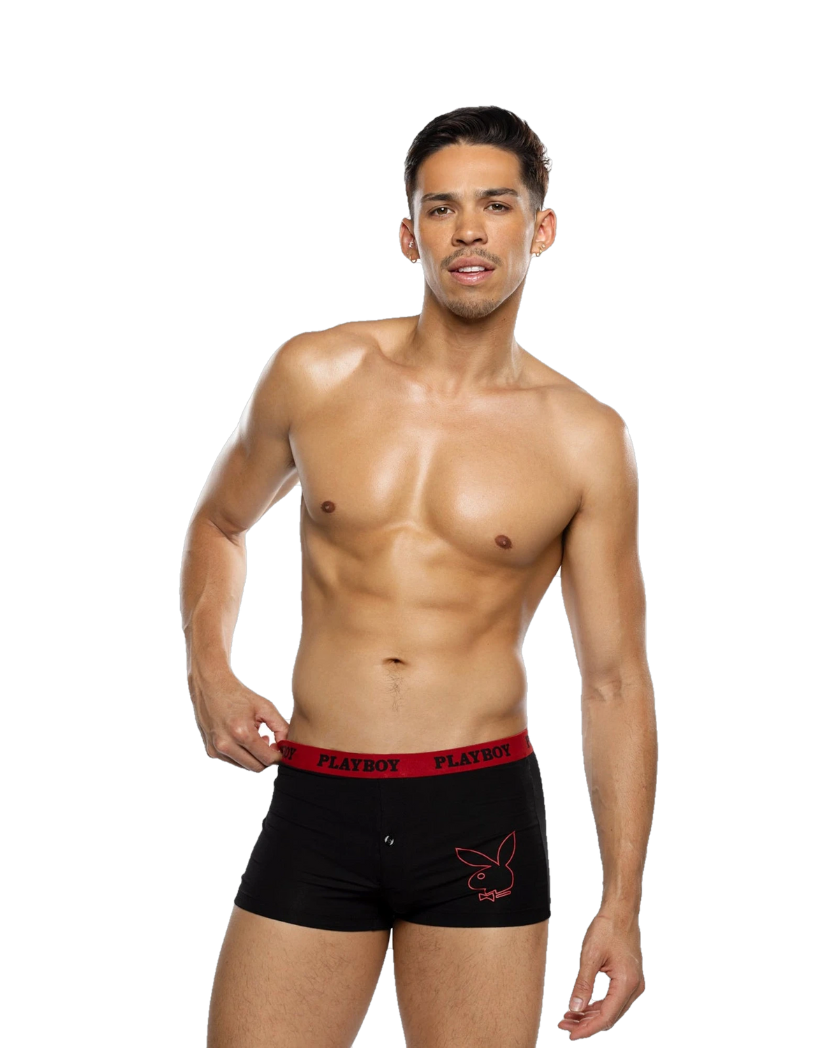 Playboy Mens Tuxedo Modal Boxer Briefs. - Black/Red