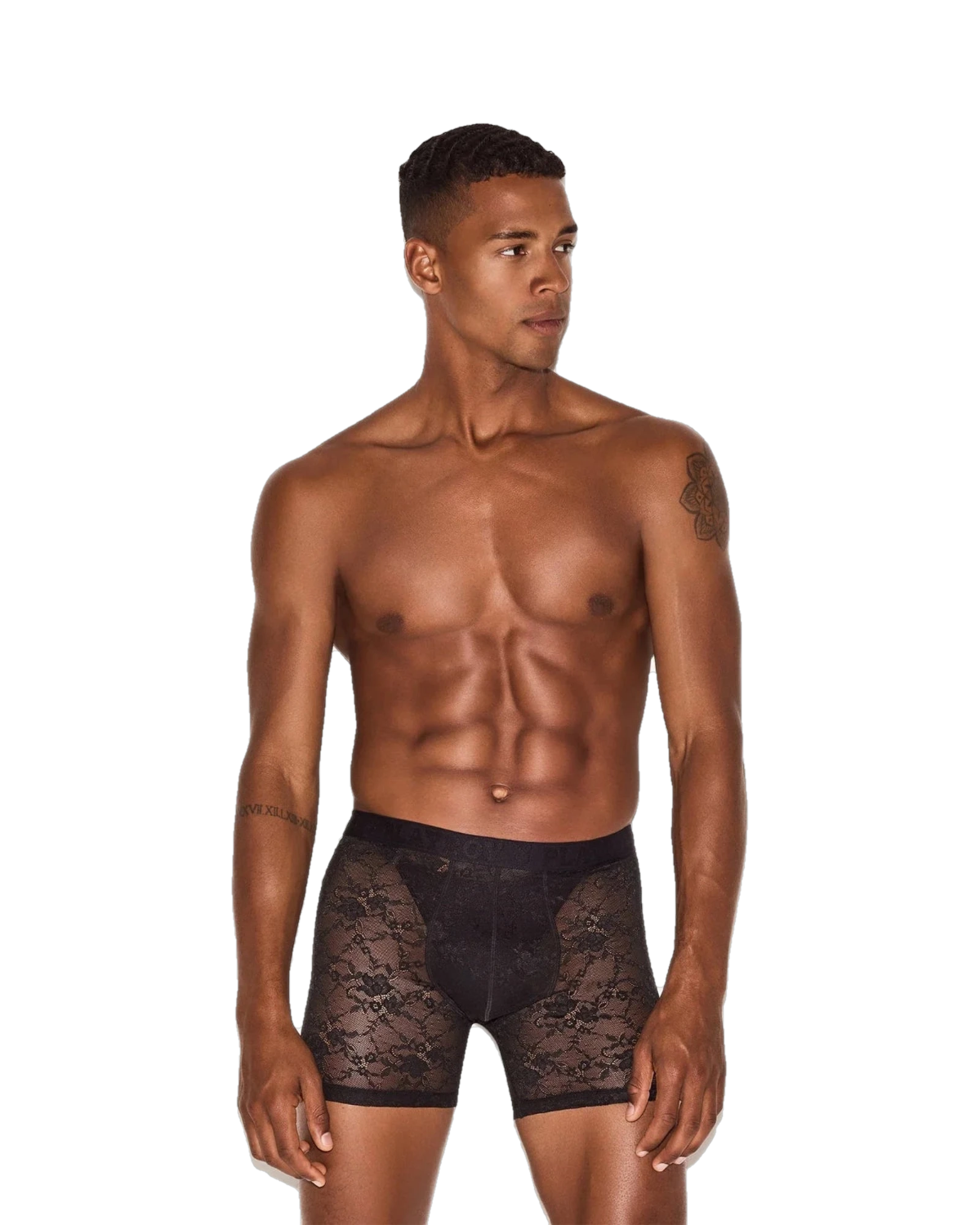 Playboy Men's Lace Boxer Brief - Black
