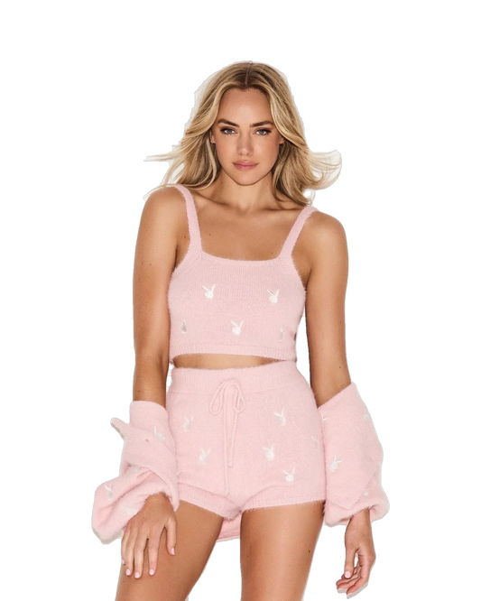 Playboy Women's Fluffy Knit Crop Top