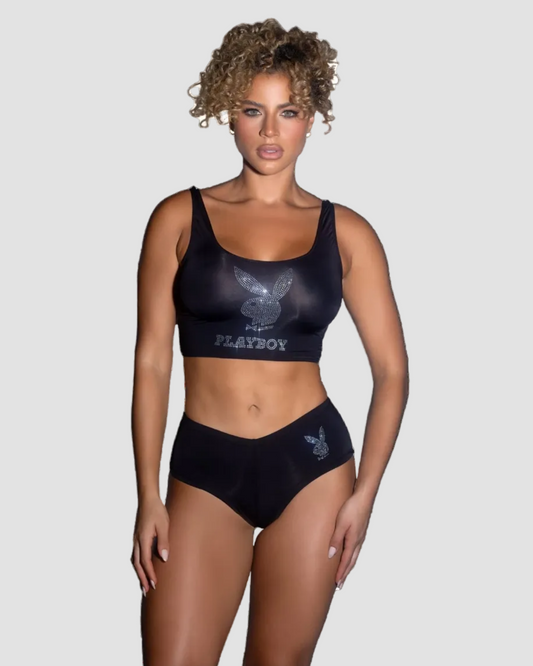 Playboy Bling Bunny 2-Piece Lounge Set - Black