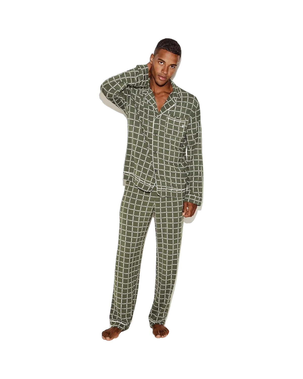 Playboy Men's Classic Sleep Set - Green logo