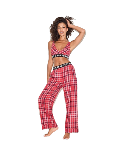 The Playboy Red Flannel Sleep Pajama Pant - Red Plaid