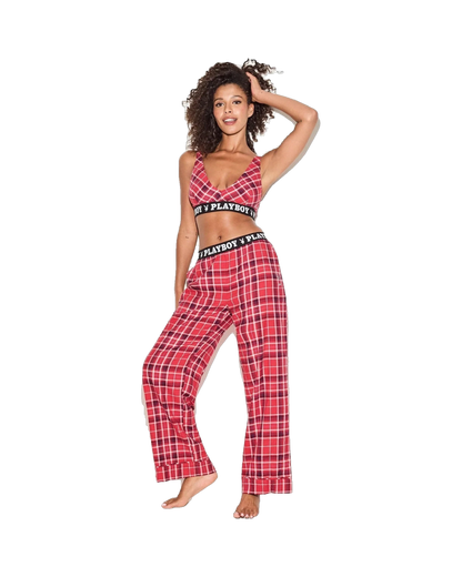 The Playboy Red Plaid Flannel Bralette - Red Plaid