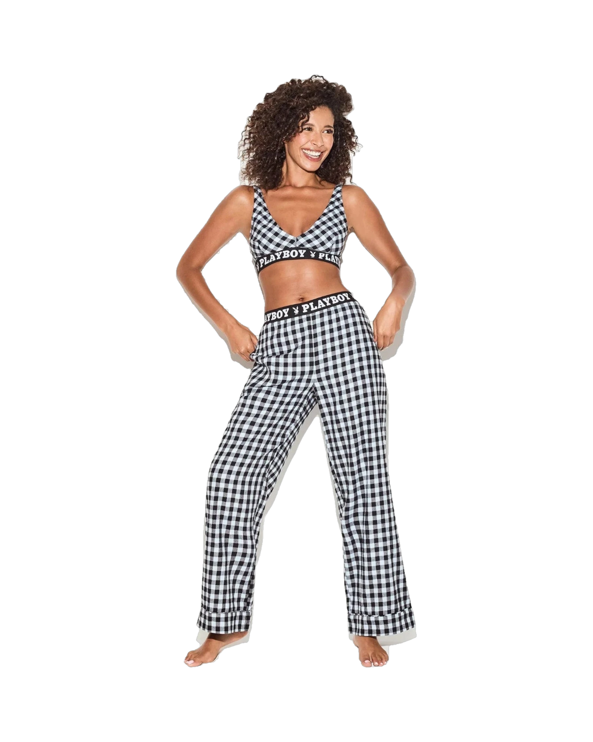 The Playboy Flannel Sleep Bralette - Blue check
