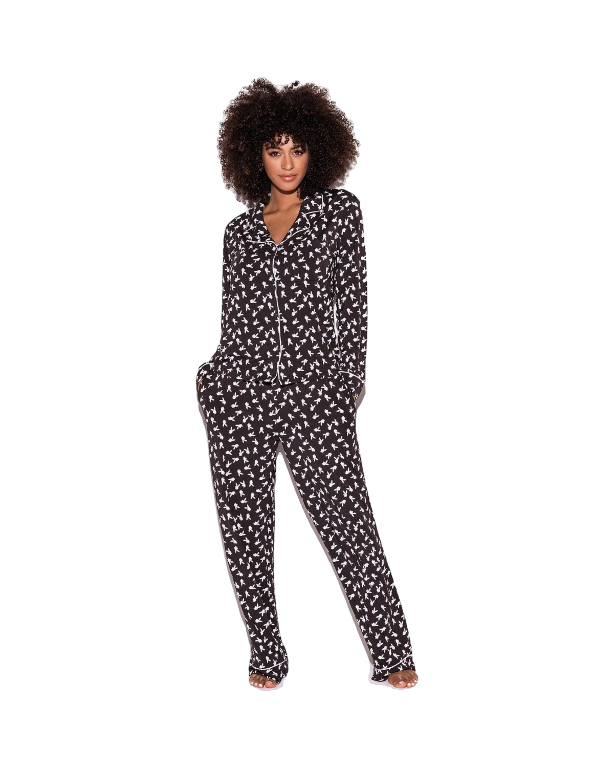 The Playboy Slumber Bunny Pajama Set - Black