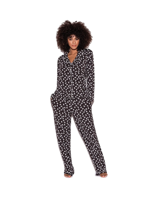 The Playboy Slumber Bunny Pajama Set - Black
