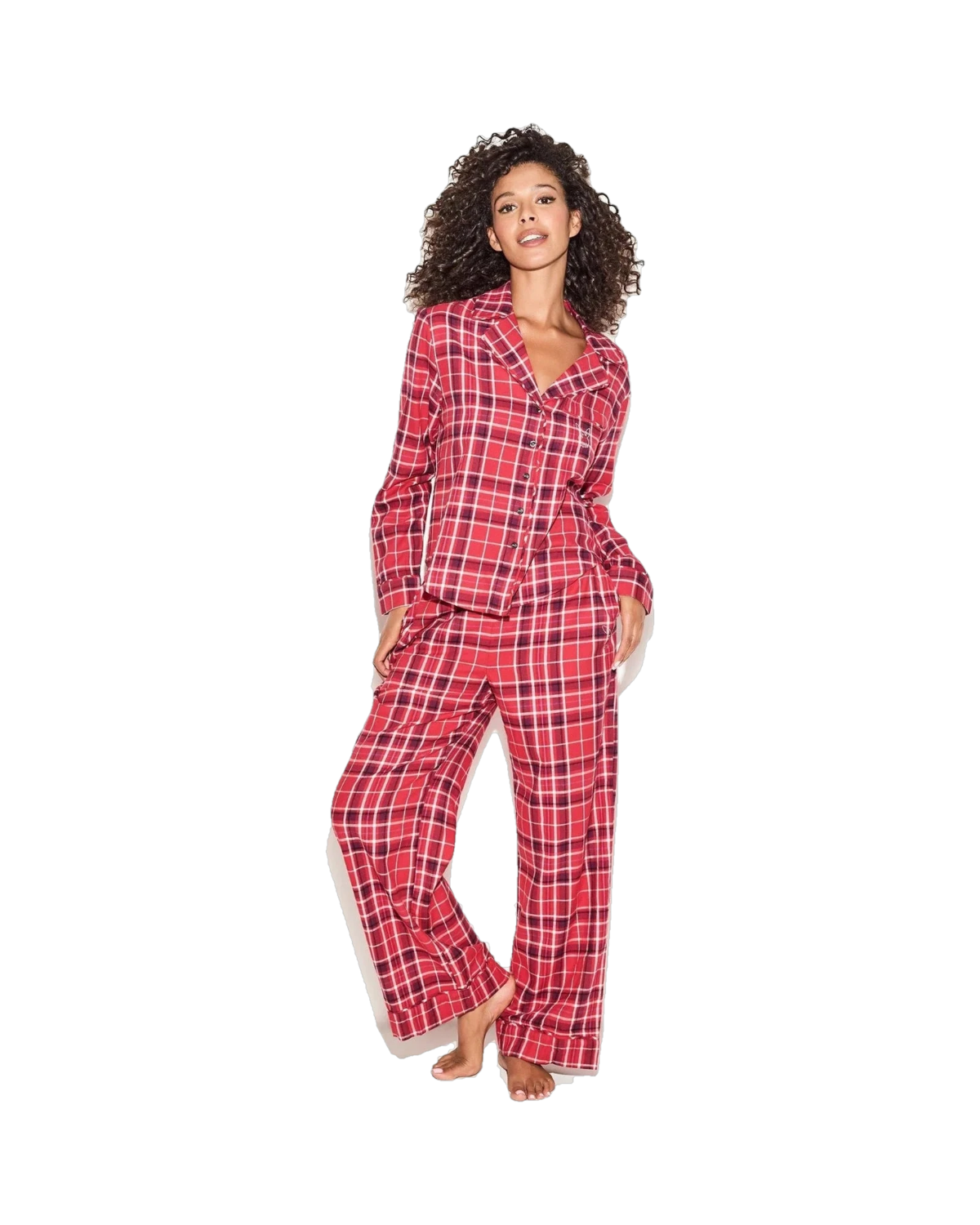 The Playboy Red Flannel Sleep Shirt - Red Plaid