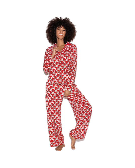 The Playboy Red Slumber Party Pajama Set - Heart bunny red