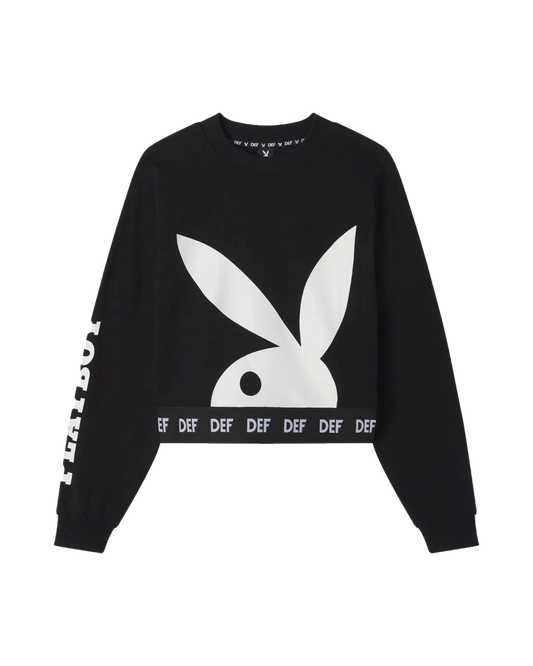 Playboy Women's Cropped Logo Crewneck Sweatshirt