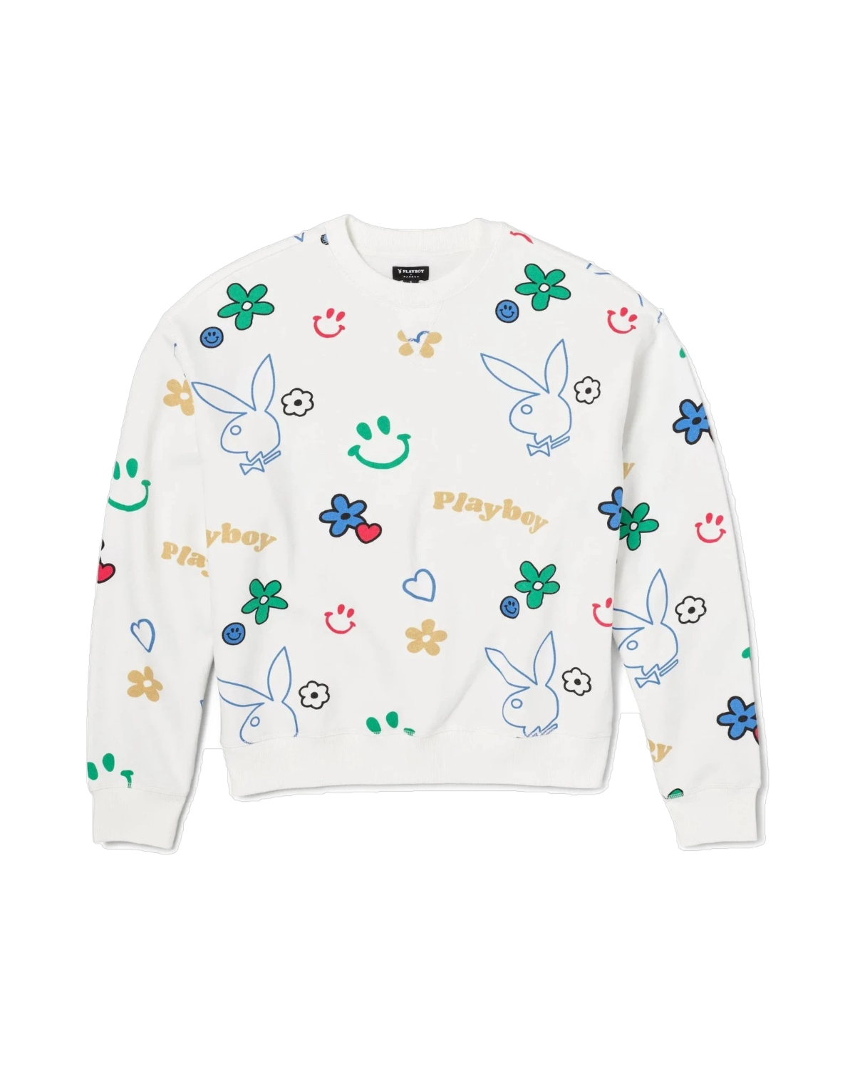 Playboy Women's Doodle Crew Neck Sweatshirt - Star White