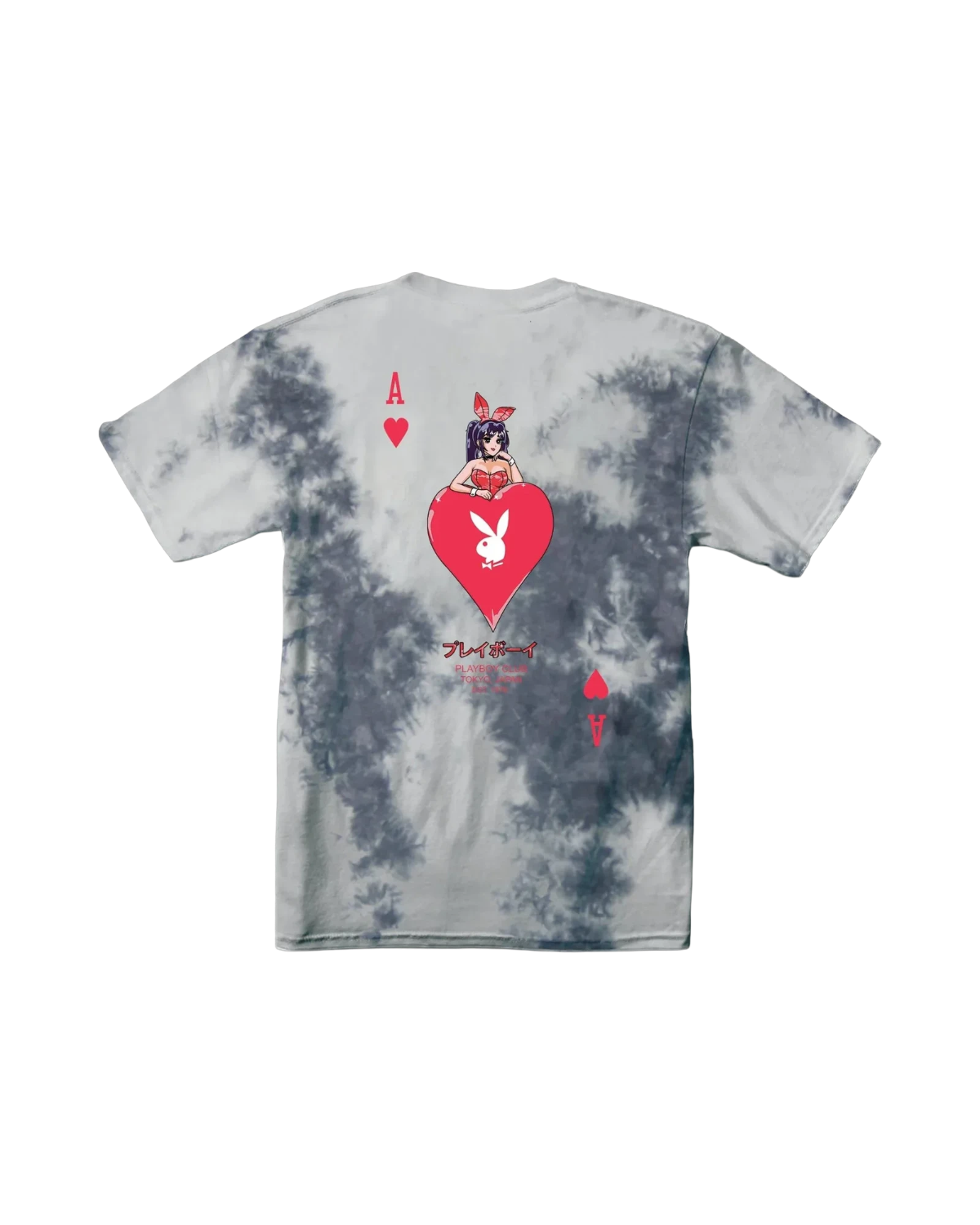 Playboy Ace of Hearts T-Shirt Tie-Dye - Greyscale