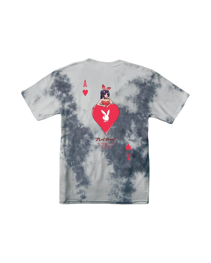 Playboy Ace of Hearts T-Shirt Tie-Dye - Greyscale