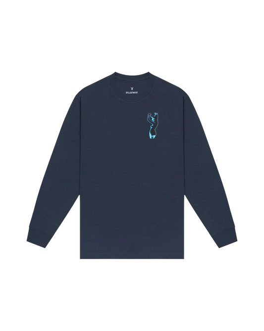 Playboy December 1972 Playmate X-Ray Long Sleeve T-Shirt - Navy
