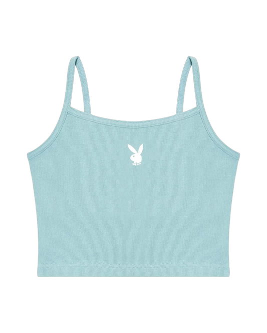 Playboy Women's Classic Ribbed Scoop Cami - Mineral blue