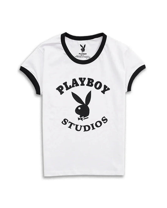 Playboy Studios Ringer Tee - White