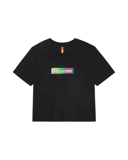 Playboy x Color Bars Static Women's Cropped T-Shirt