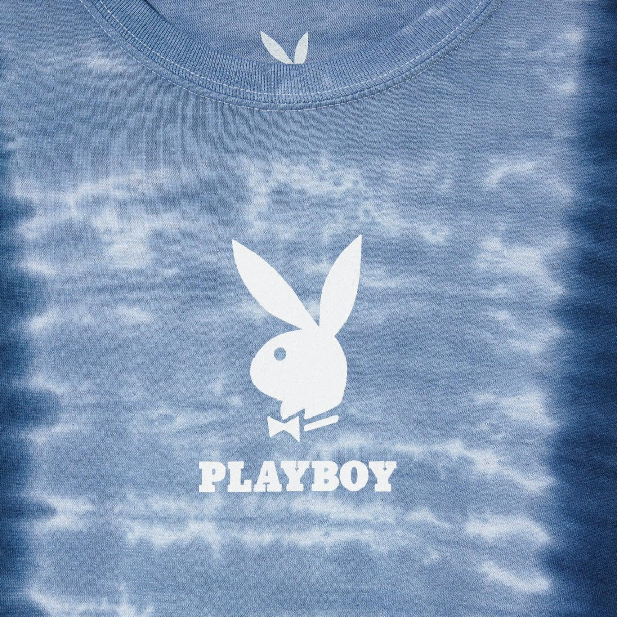 Playboy Logo Vertical Tie-Dye T-Shirt - Cloudy Blue
