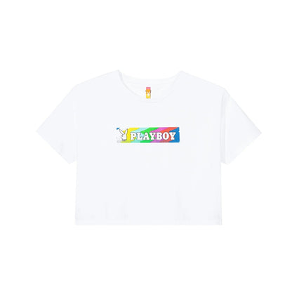 Playboy x Color Bars Static Women's Cropped T-Shirt