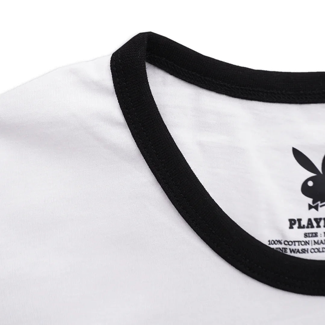 Playboy Queen of Spades Ringer Tee - White