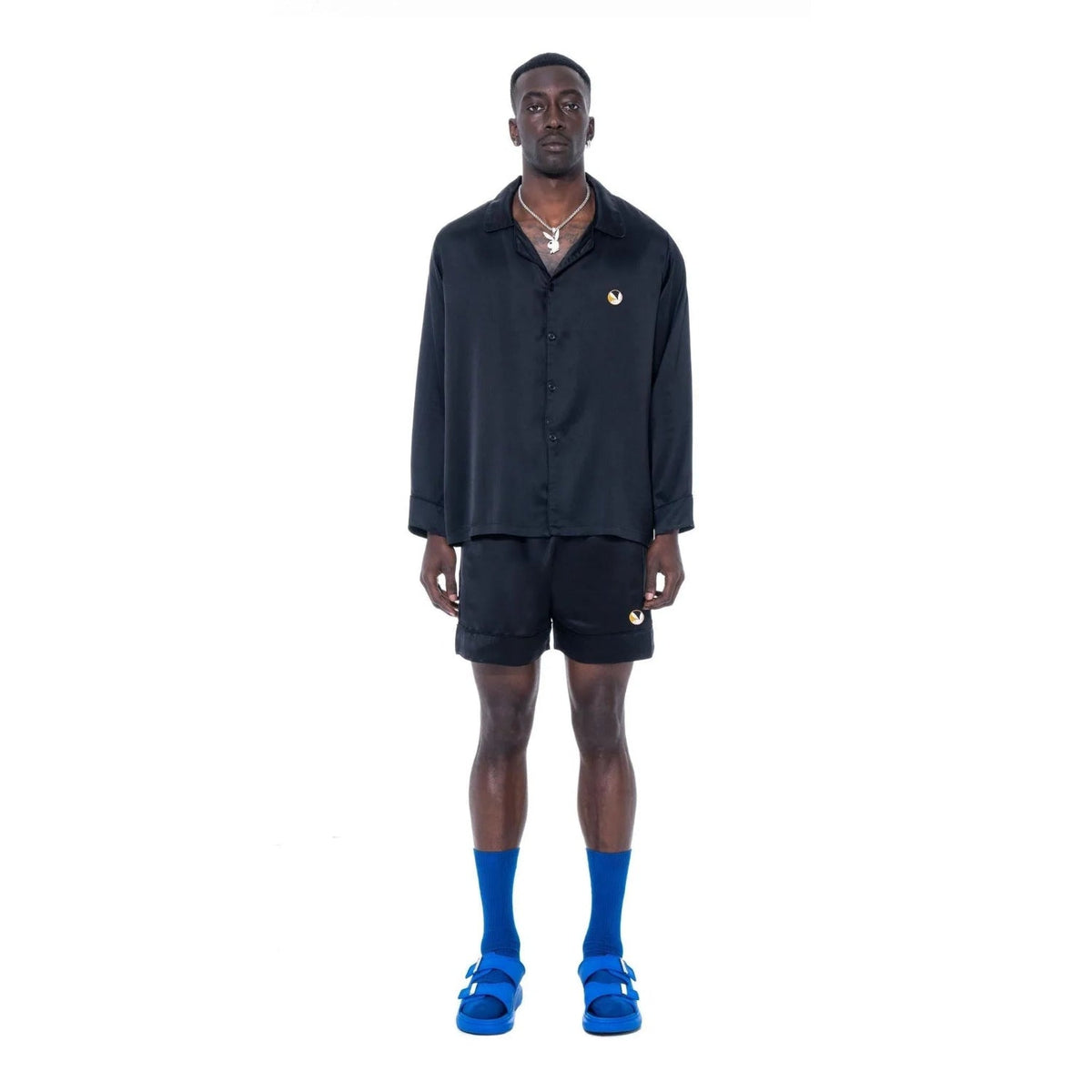 Playboy Silk Button Down Collared Top