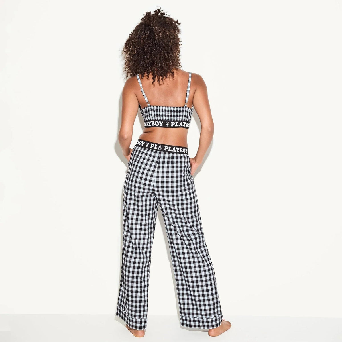 The Playboy Flannel Sleep Bralette - Blue check