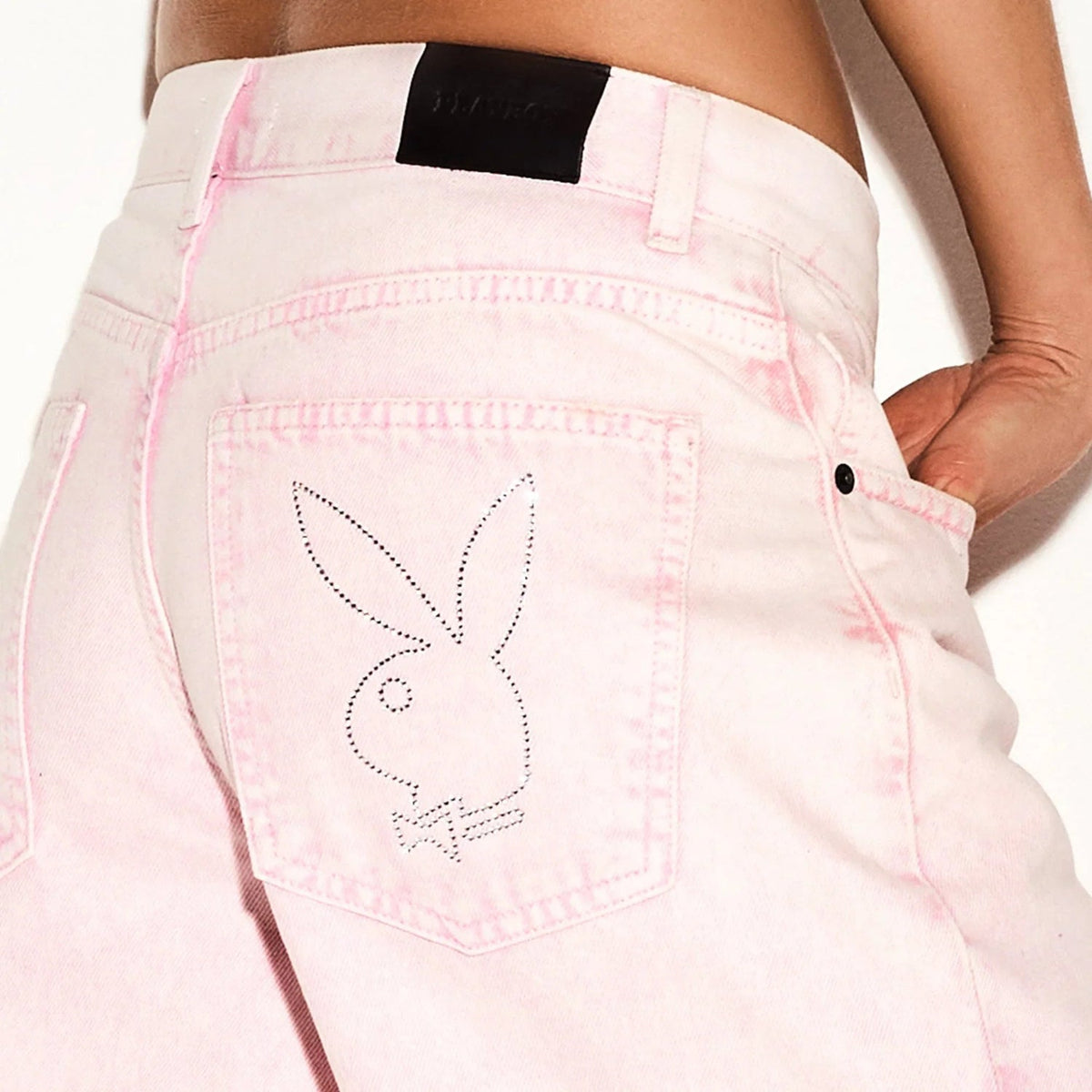 The Playboy Low Rise Skater Jean Pink Stone Wash