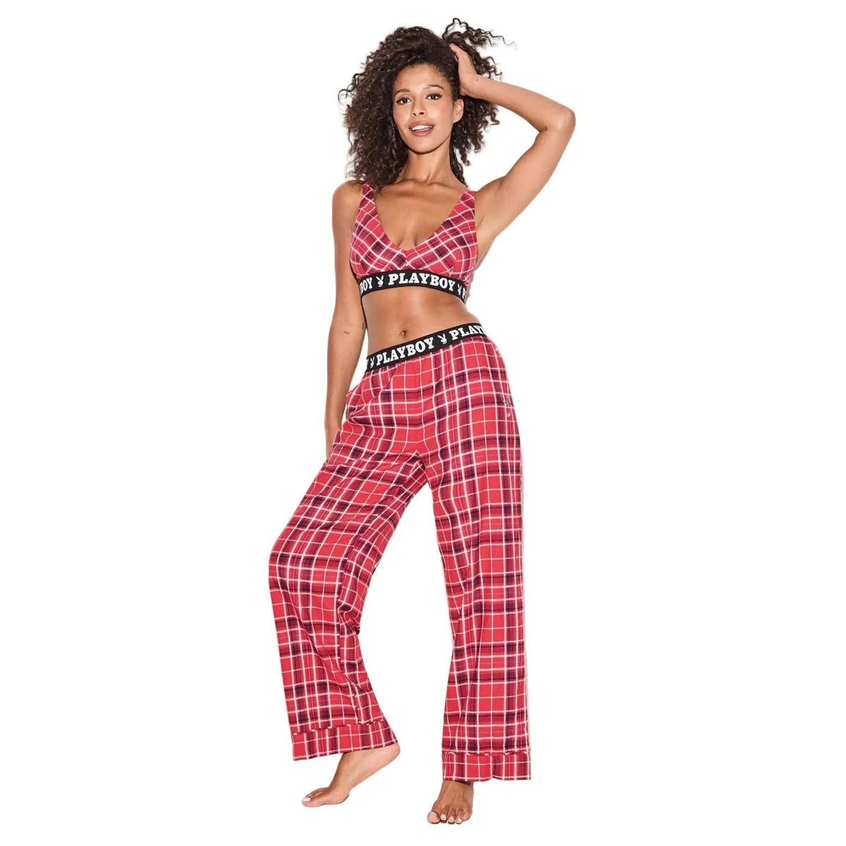 The Playboy Red Plaid Flannel Bralette - Red Plaid