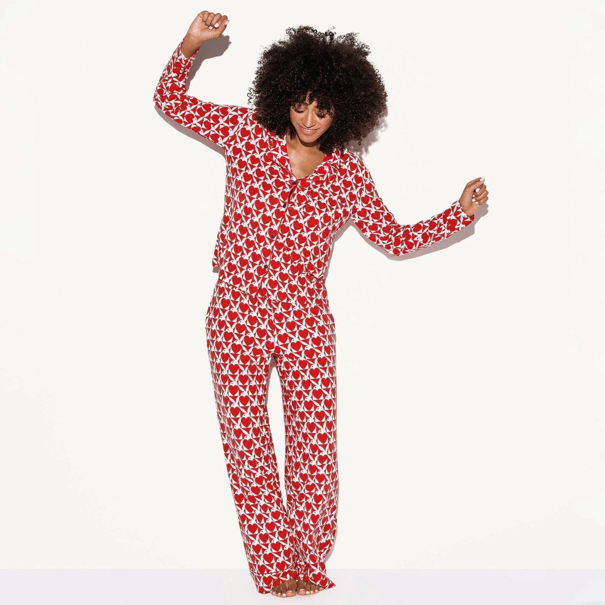 The Playboy Red Slumber Party Pajama Set - Heart bunny red
